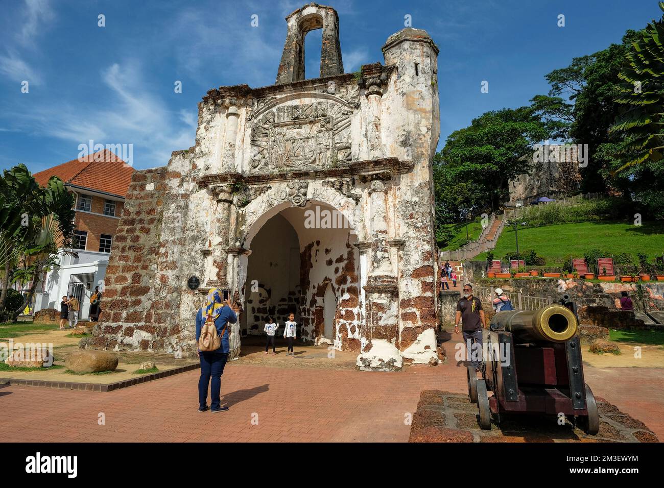 Malacca, Malaysia - November 2022: A Famosa, surviving gate of the Portuguese fort in Malacca on November 26, 2022 in Malacca, Malaysia. Stock Photo