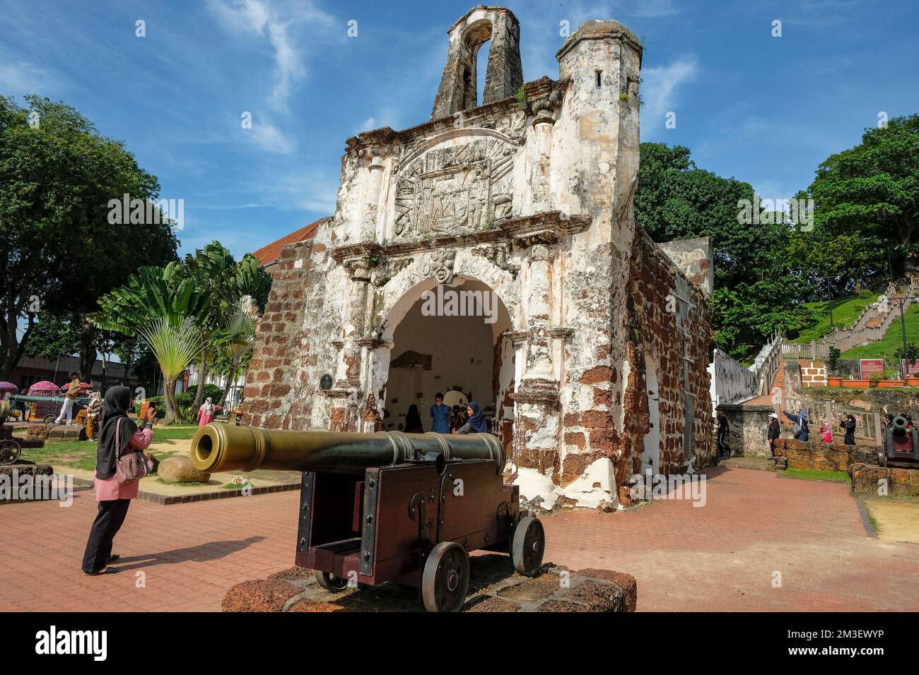 Malacca, Malaysia - November 2022: A Famosa, surviving gate of the Portuguese fort in Malacca on November 26, 2022 in Malacca, Malaysia. Stock Photo