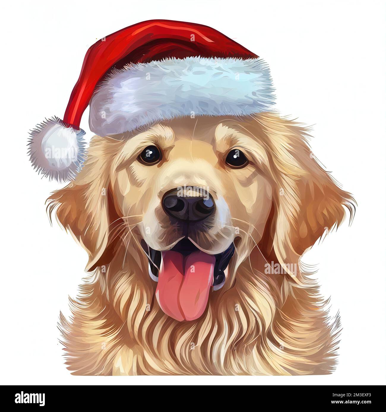a dog wearing a santa hat with his tongue out and tongue out Stock ...