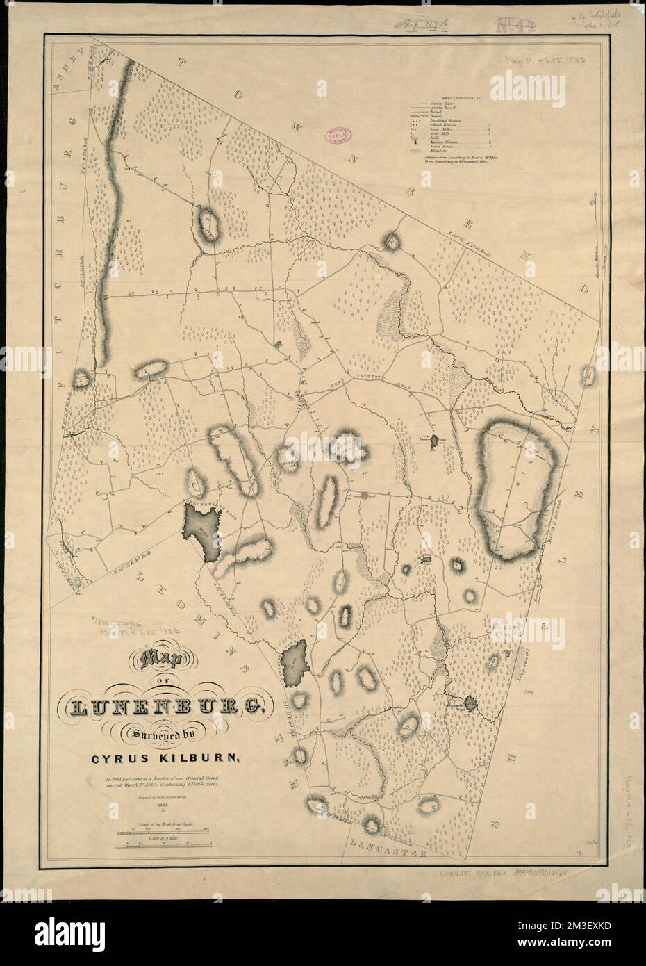 Map of Lunenburg , Landowners, Massachusetts, Lunenburg Town, Maps