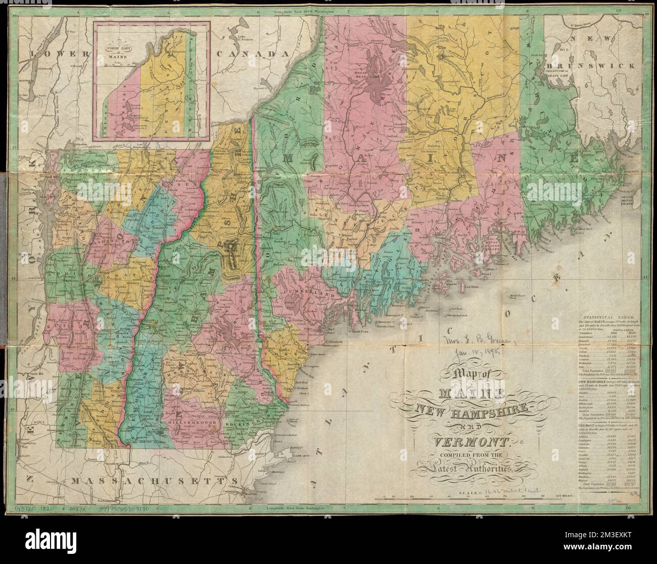 Map of Maine, New Hampshire, and Vermont: Compiled from the Latest Authorities