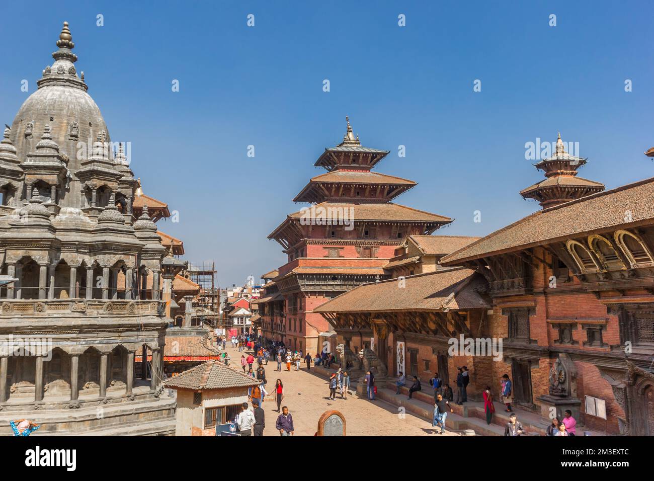 Historic temples on the Durbar square in Patan, Nepal Stock Photo