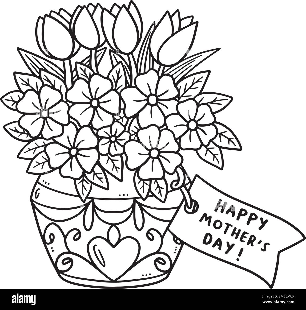 Mothers Day Flowers and Greeting Card Isolated  Stock Vector