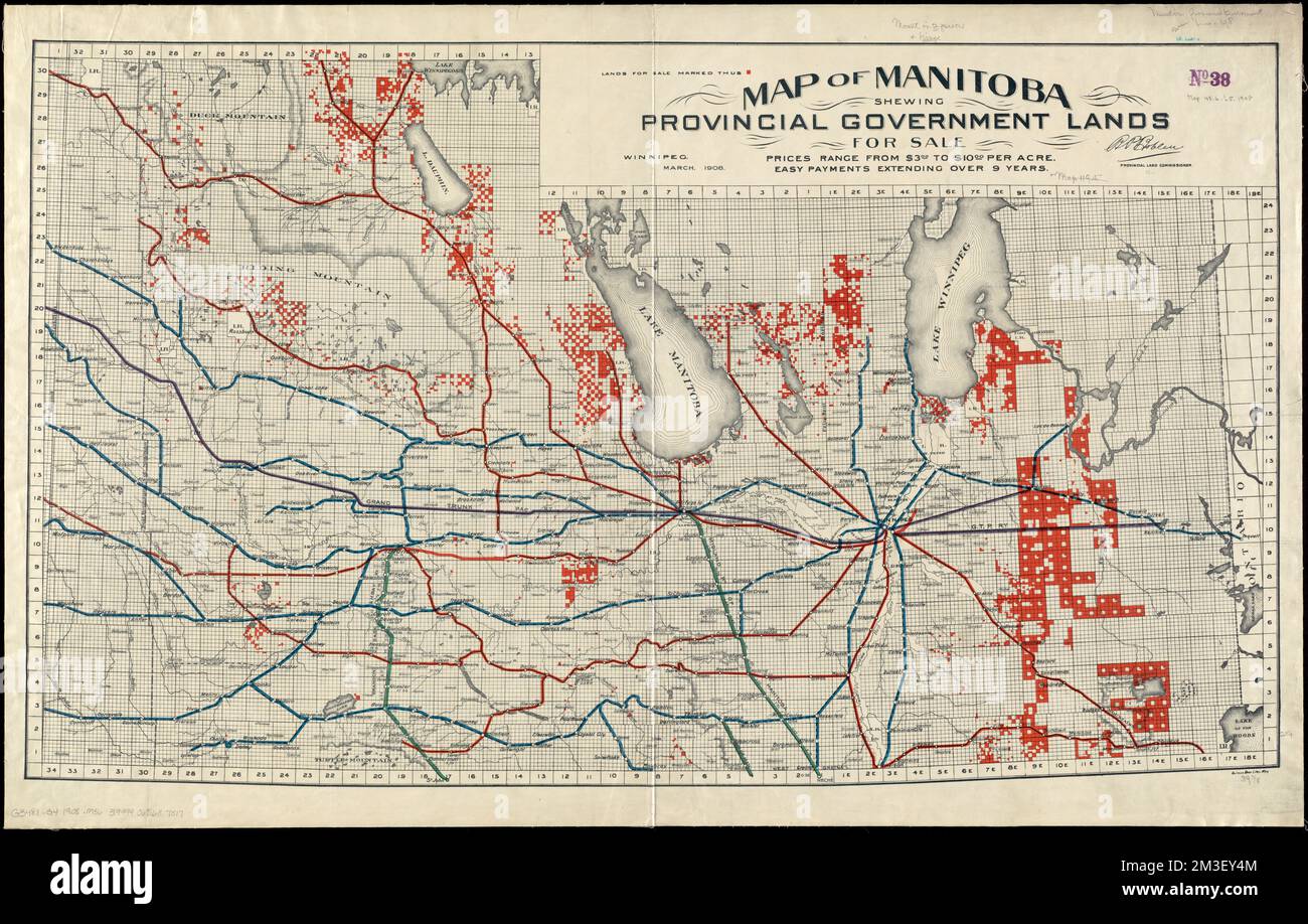 Map of Manitoba shewing provincial government lands for sale