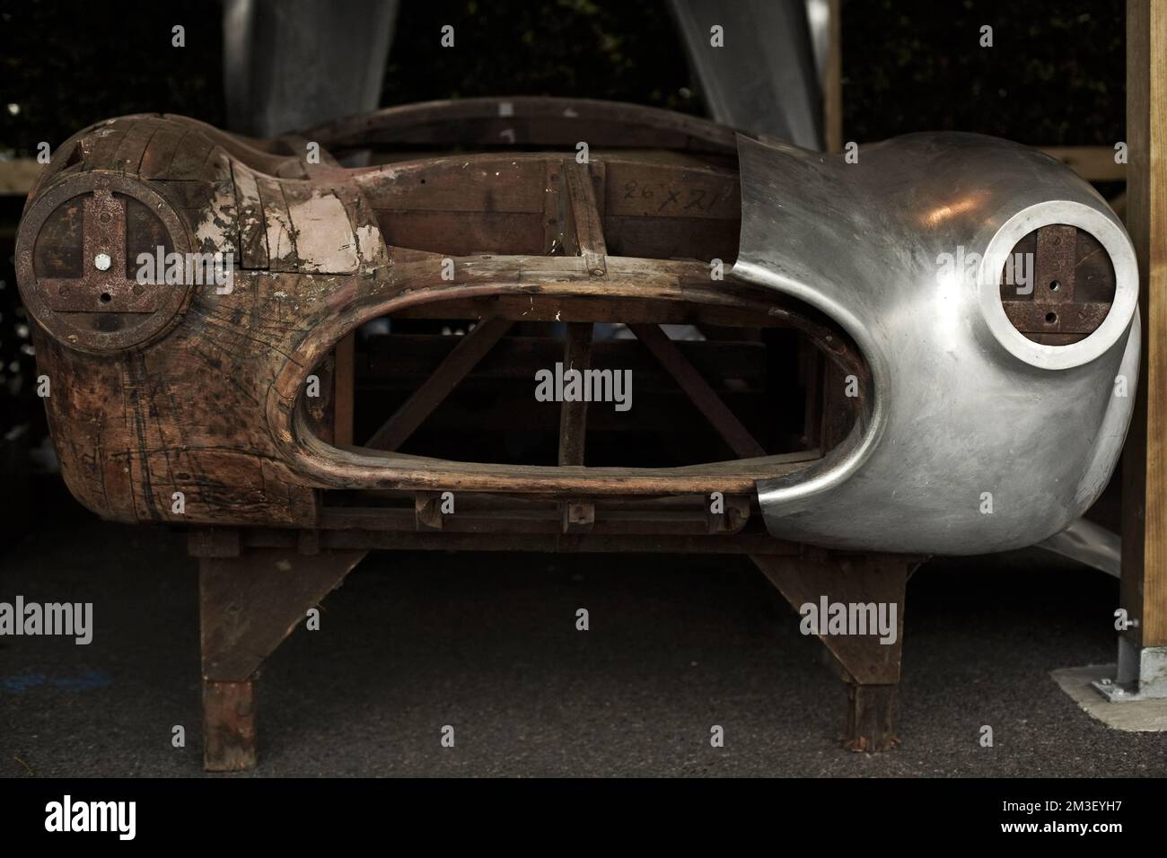 Restoration of the bodywork of the Maserati race car. Stock Photo