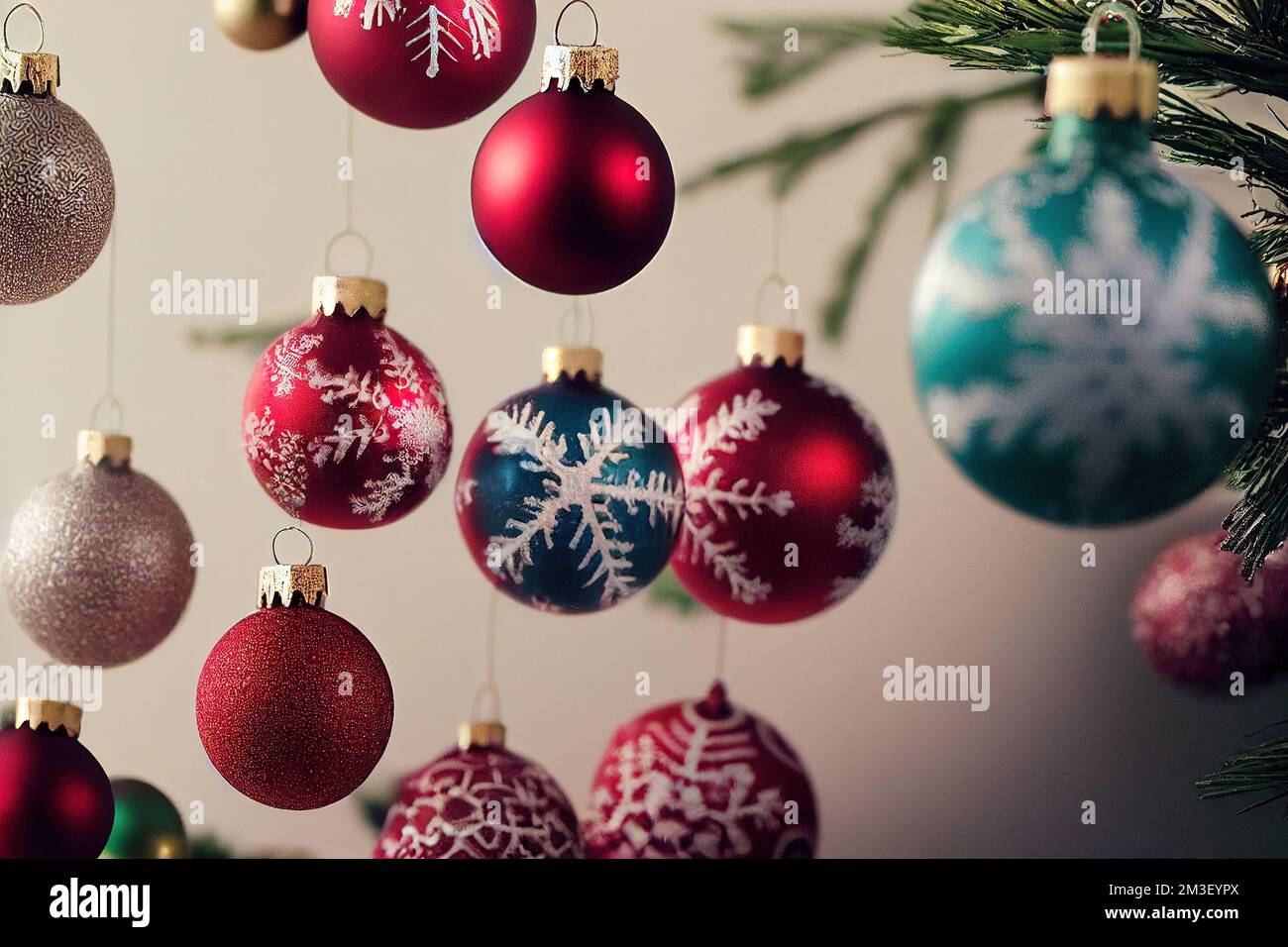 a bunch of christmas ornaments hanging from a tree branch with ...