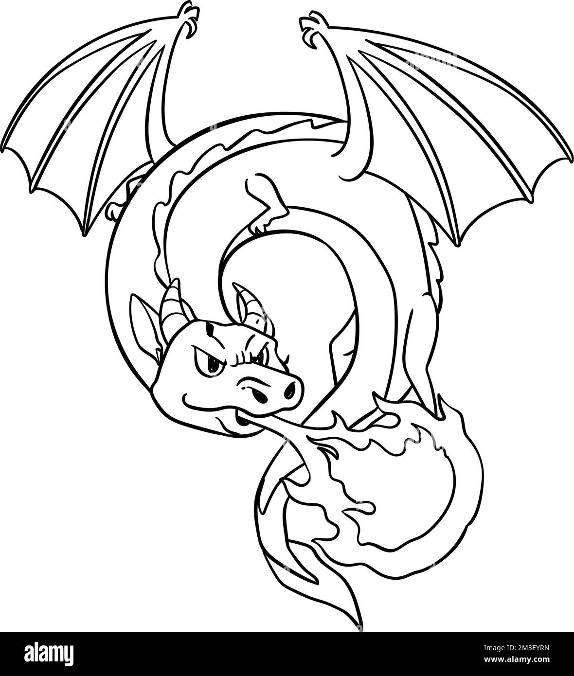 Knight Dragon Isolated Coloring Page for Kids Stock Vector