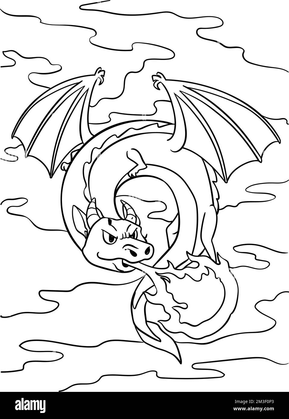 Knight Dragon Coloring Page for Kids Stock Vector