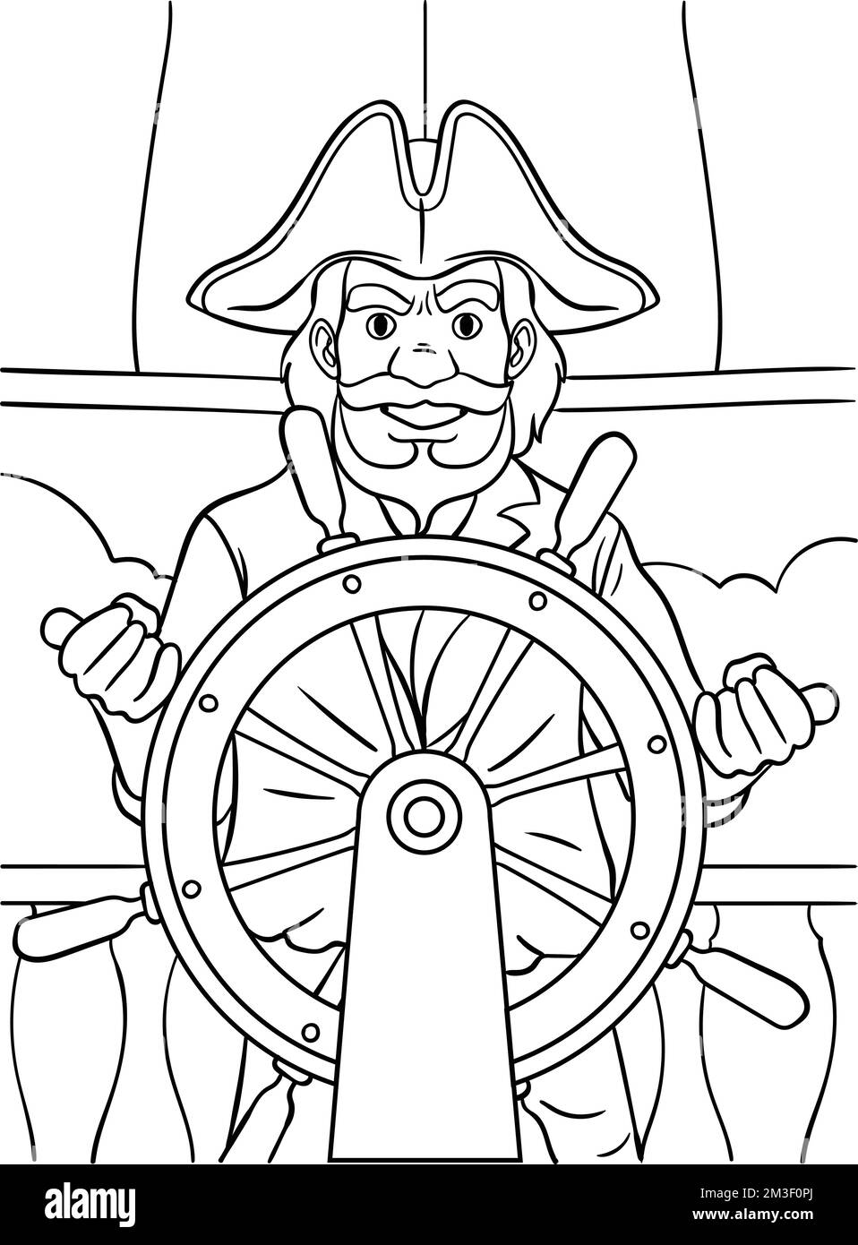 Pirate at the Helm Coloring Page for Kids Stock Vector Image & Art - Alamy