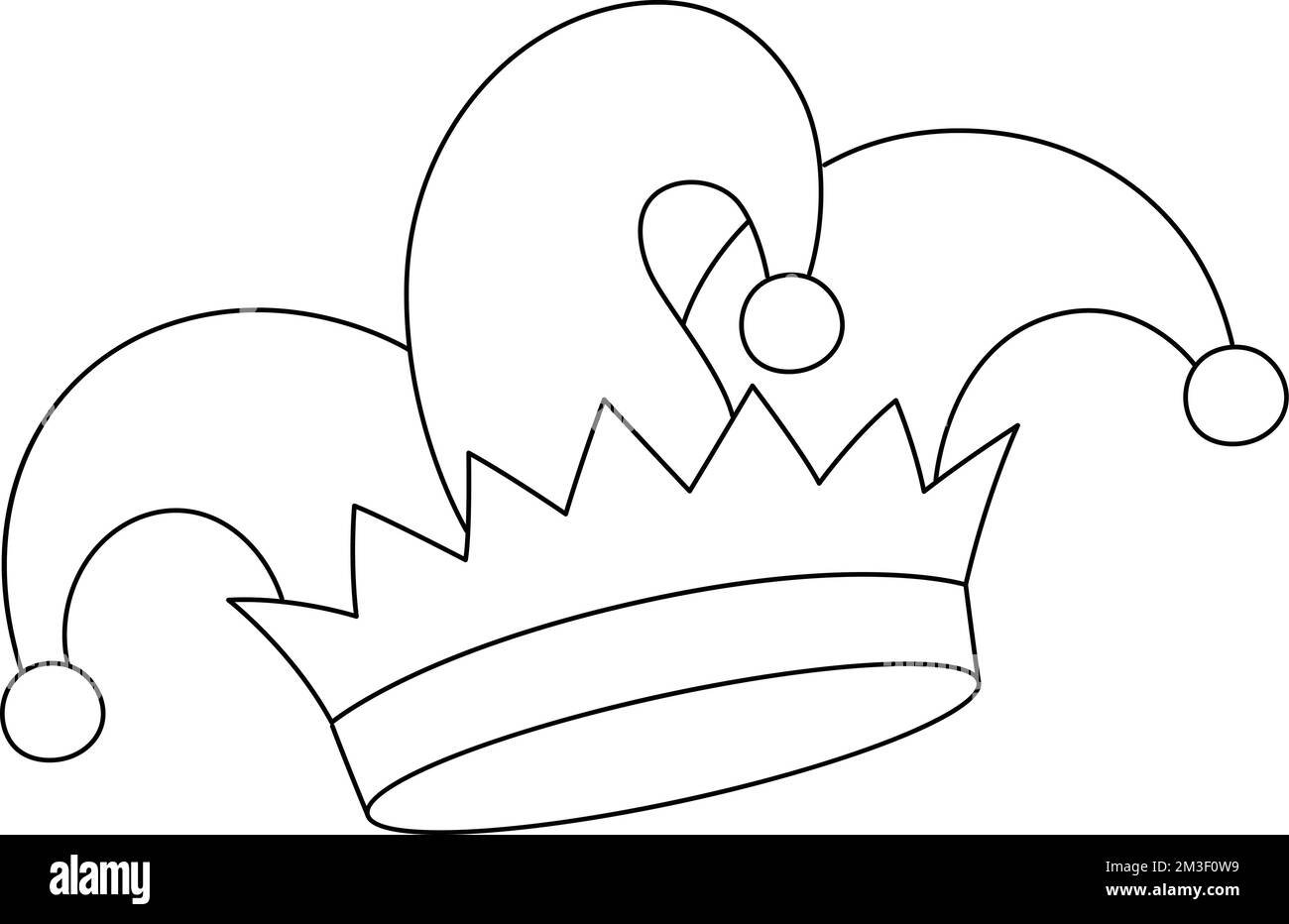 Mardi Gras Jester Hat Isolated Coloring Page Stock Vector Image & Art - Alamy