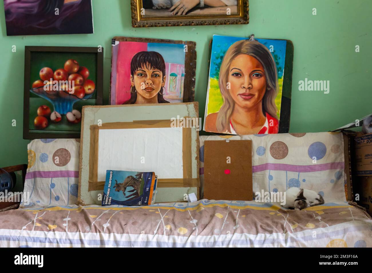 Cuban art for sale in a house porch, Holguin, Cuba Stock Photo Alamy