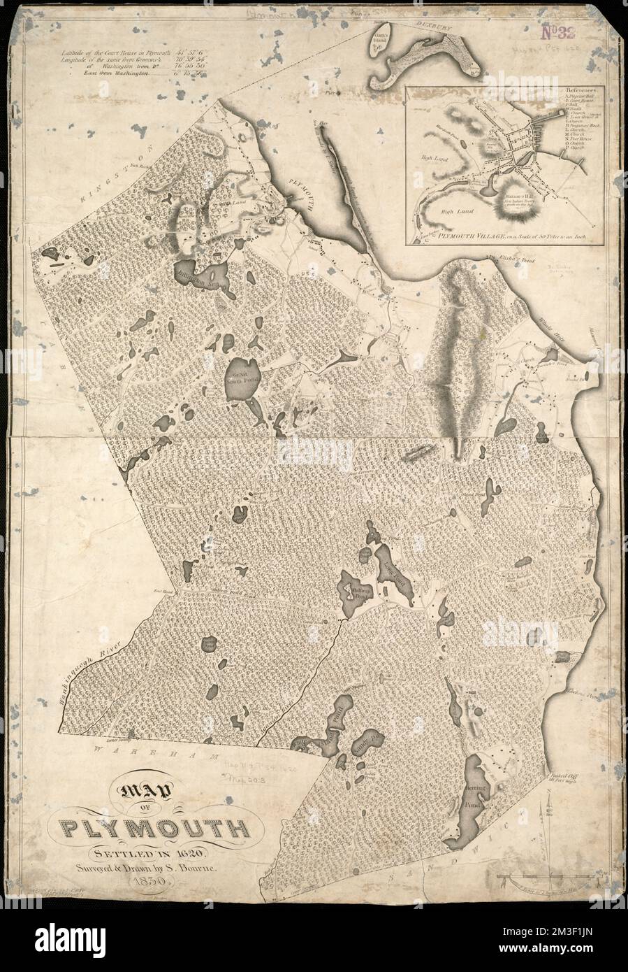 Map of Plymouth settled in 1620 , Plymouth Mass. : Town, Maps Norman B. Leventhal Map Center Collection Stock Photo