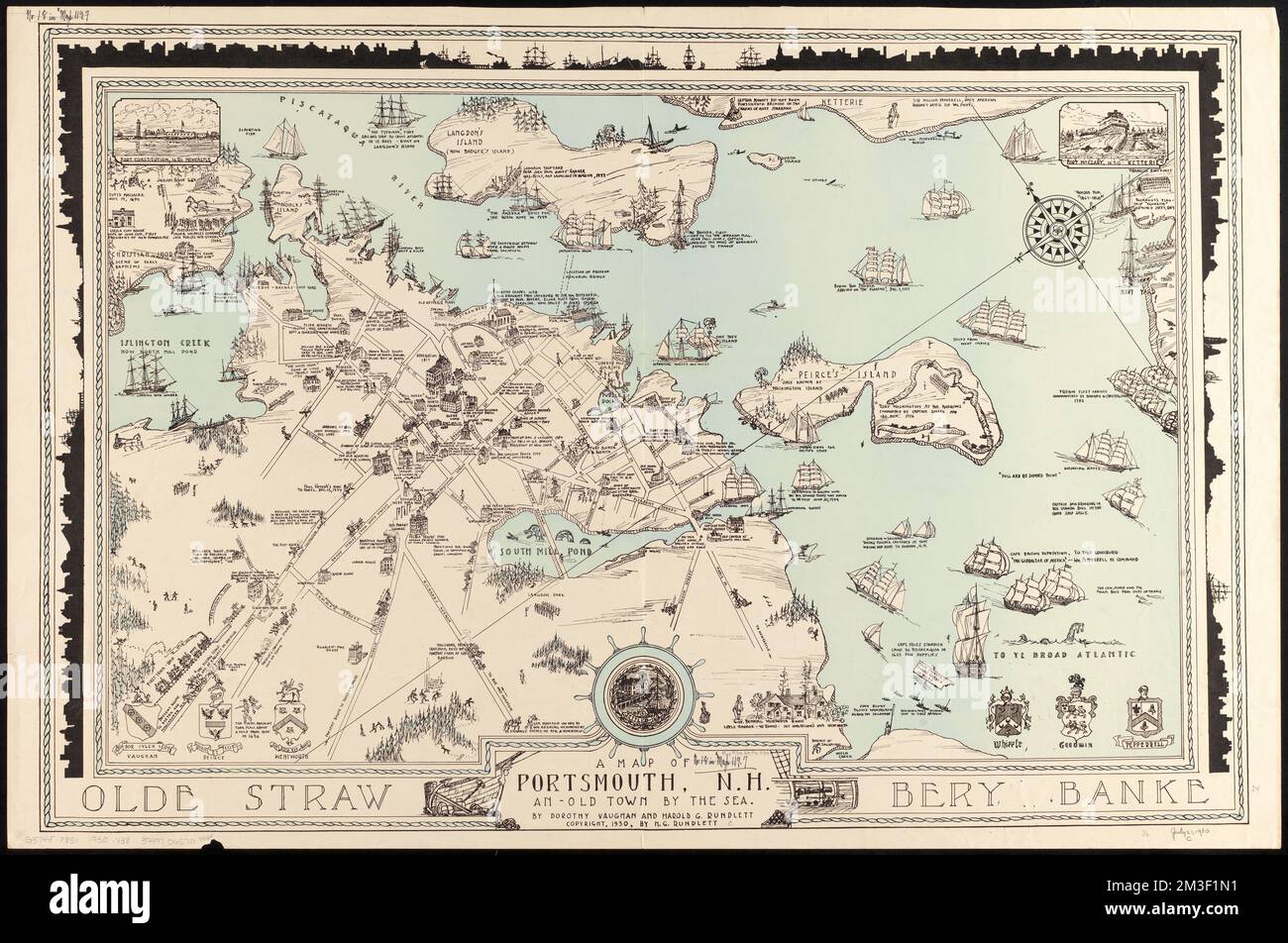 A map of Portsmouth, N.H. : an old town by the sea , Portsmouth N.H., History, Maps Norman B ...