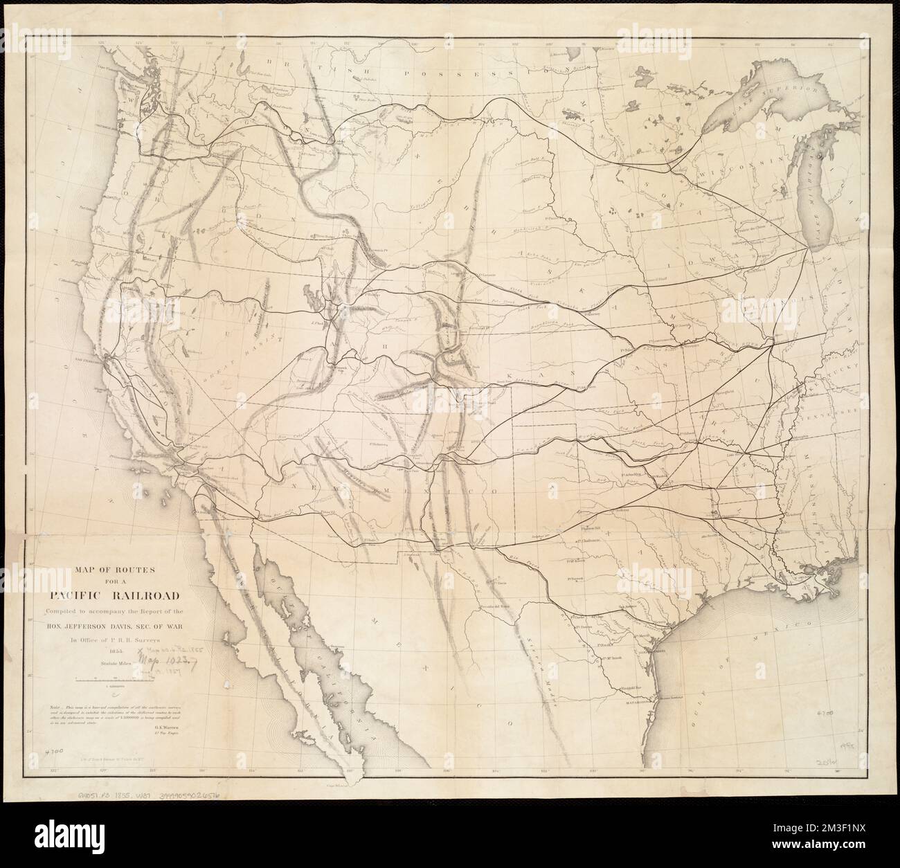 Map of routes for a Pacific railroad , Railroads, West U.S., Maps ...