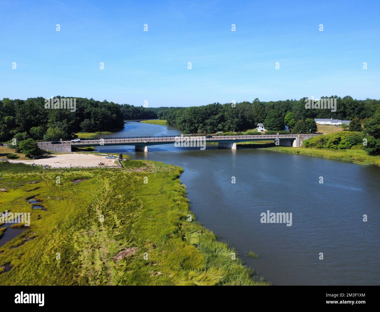 Aerial view forest river sky hi-res stock photography and images - Alamy