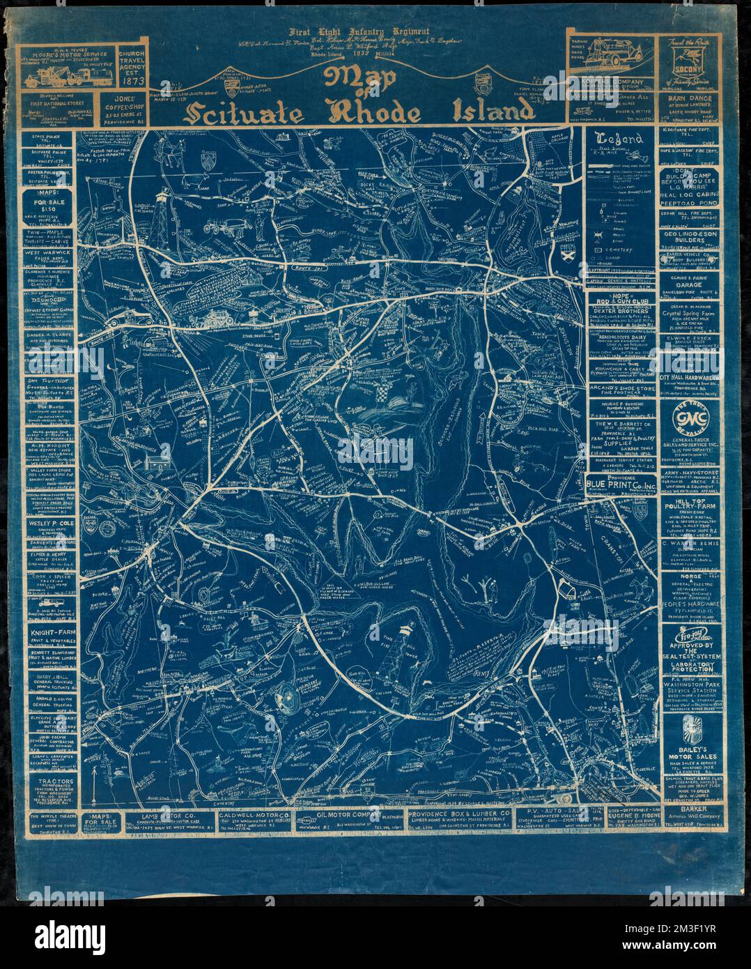 Map of Scituate Rhode Island , Scituate R.I. Town, Maps, Blueprints, Pictorial maps Norman B