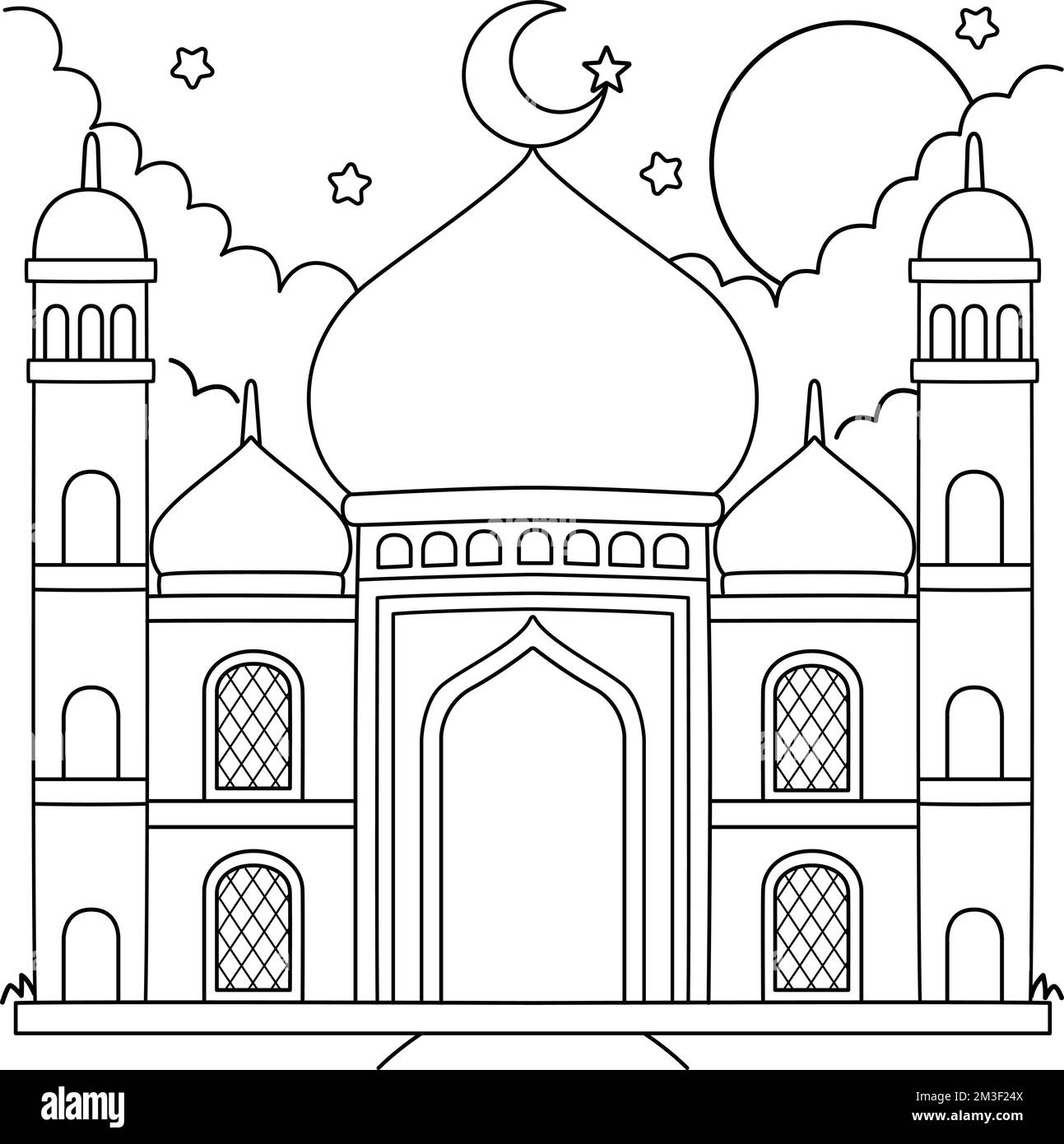 Ramadan Mosque Coloring Page for Kids Stock Vector Image & Art - Alamy