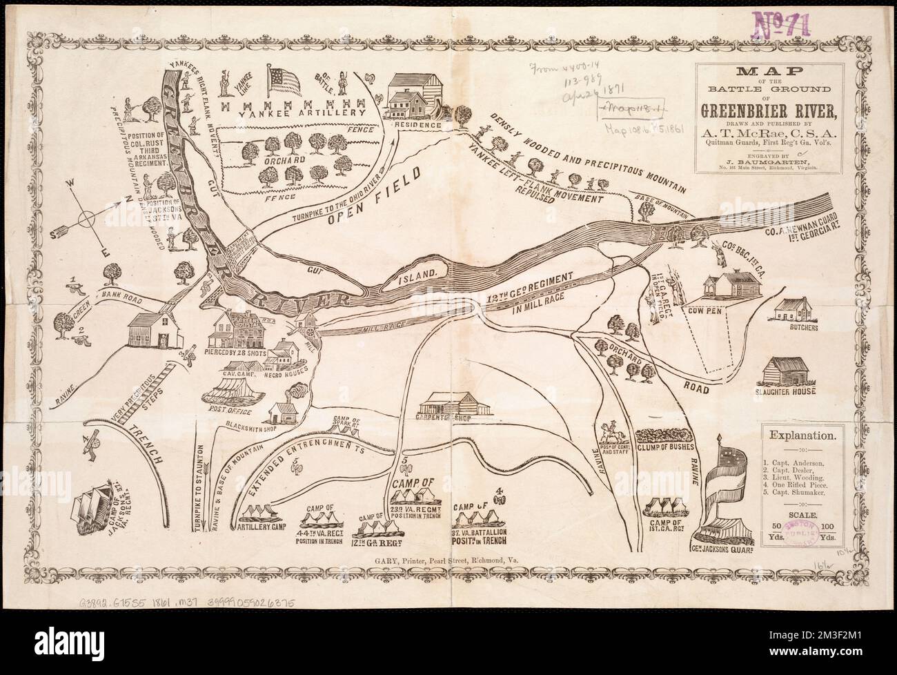 Map of the battle ground of Greenbrier River , Greenbrier River, Battle