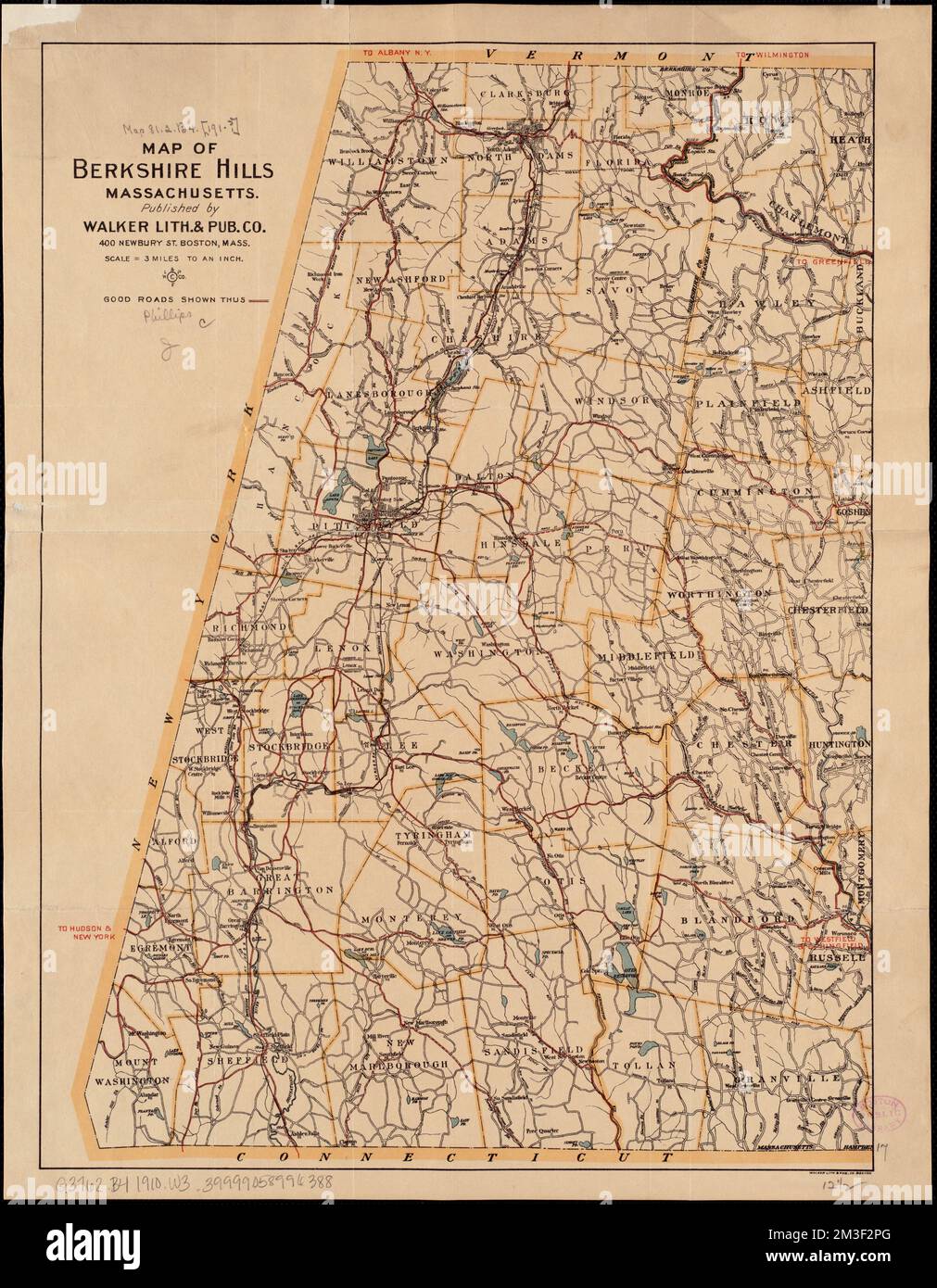 Map of the Berkshire Hills Massachusetts , Berkshire Hills Mass., Maps
