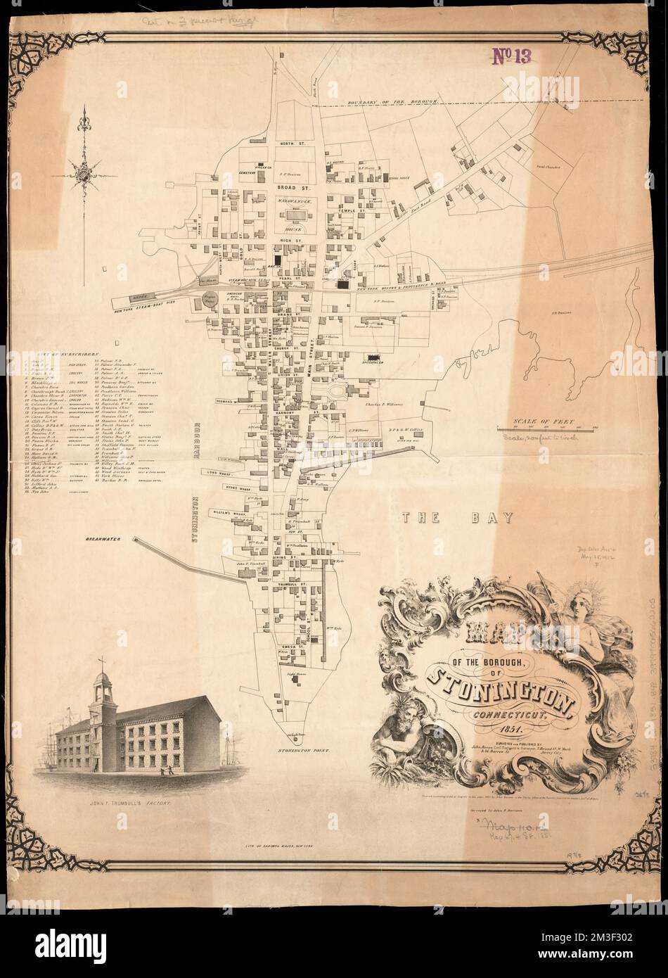 Map of the borough of Stonington - Map Of The Borough Of Stonington Connecticut 1851 Stonington Conn Maps Norman B Leventhal Map Center Collection 2M3F302 
