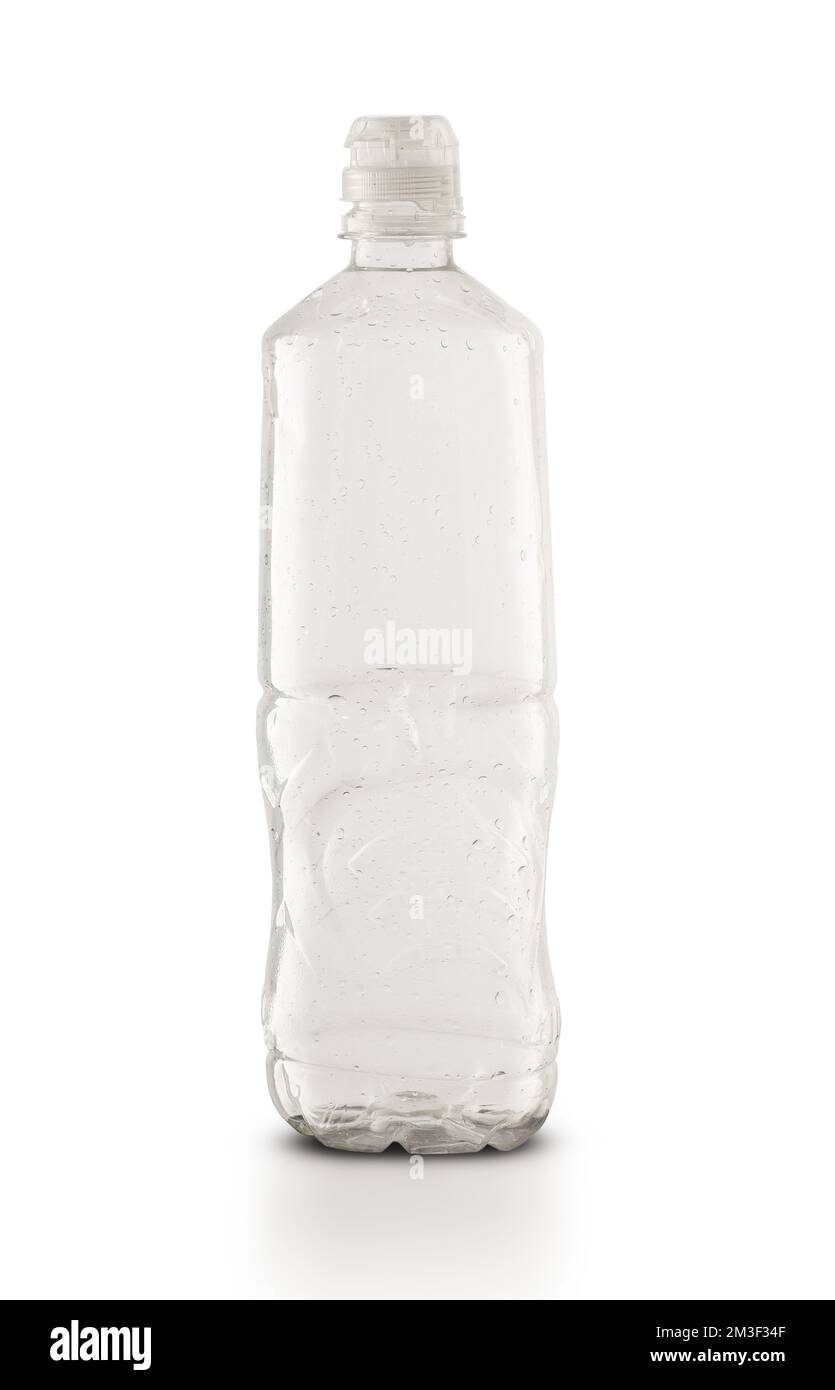 empty plastic water bottle on white background Stock Photo - Alamy
