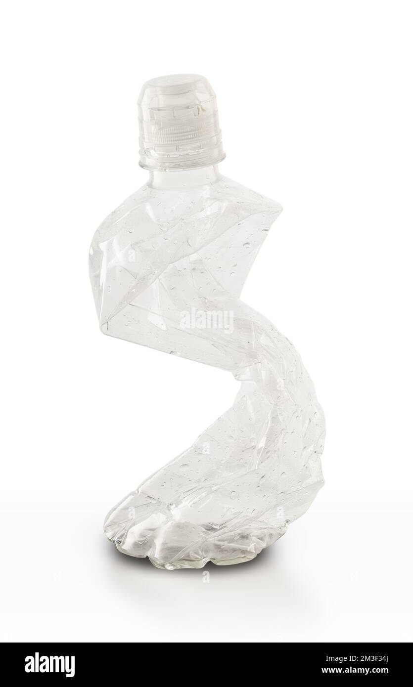 empty plastic water bottle on white background Stock Photo - Alamy