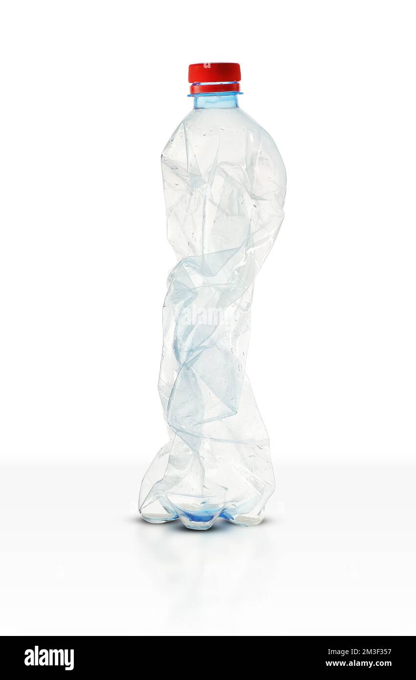 empty plastic water bottle on white background Stock Photo - Alamy