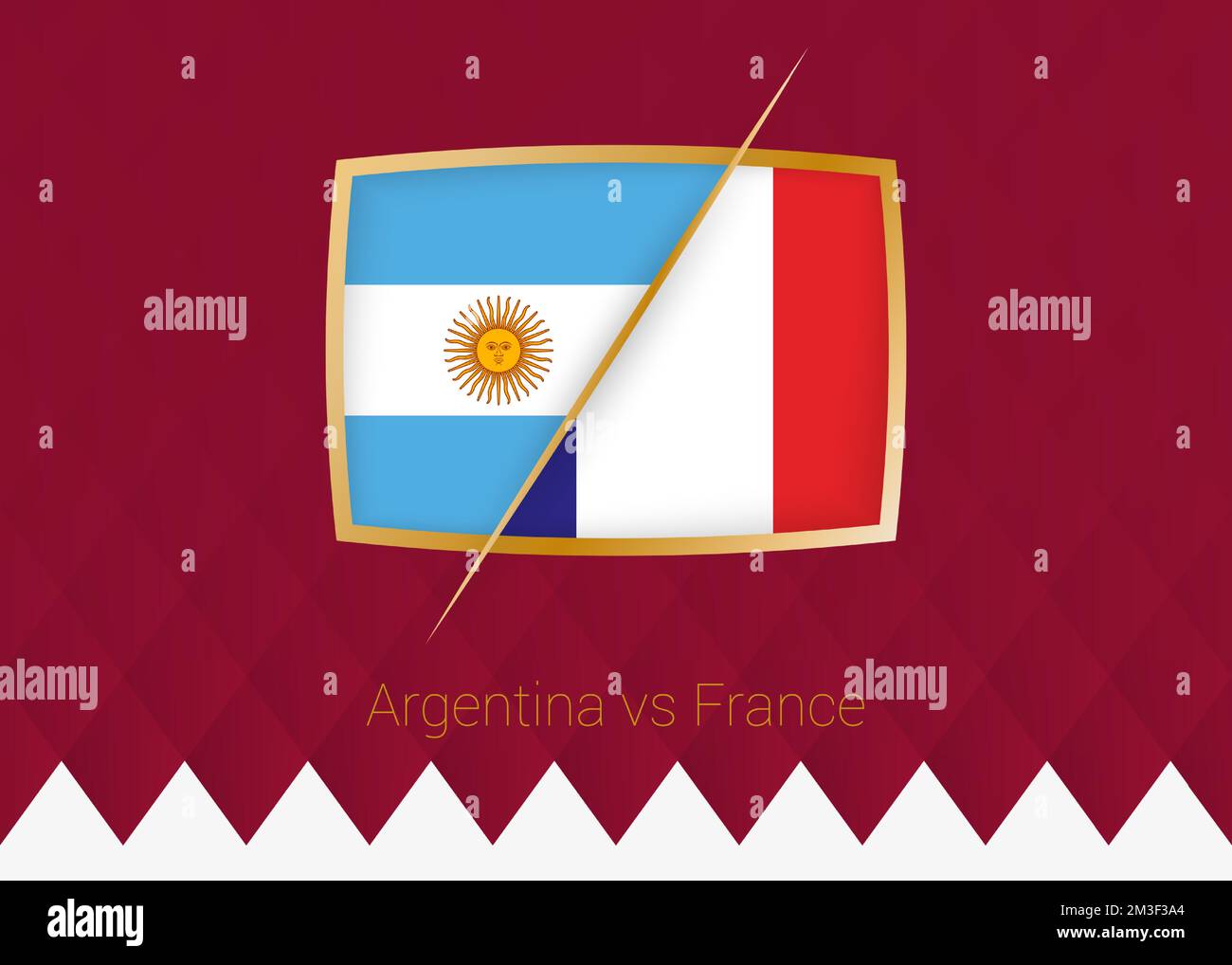 Argentina vs France, Final icon of football competition on burgundy