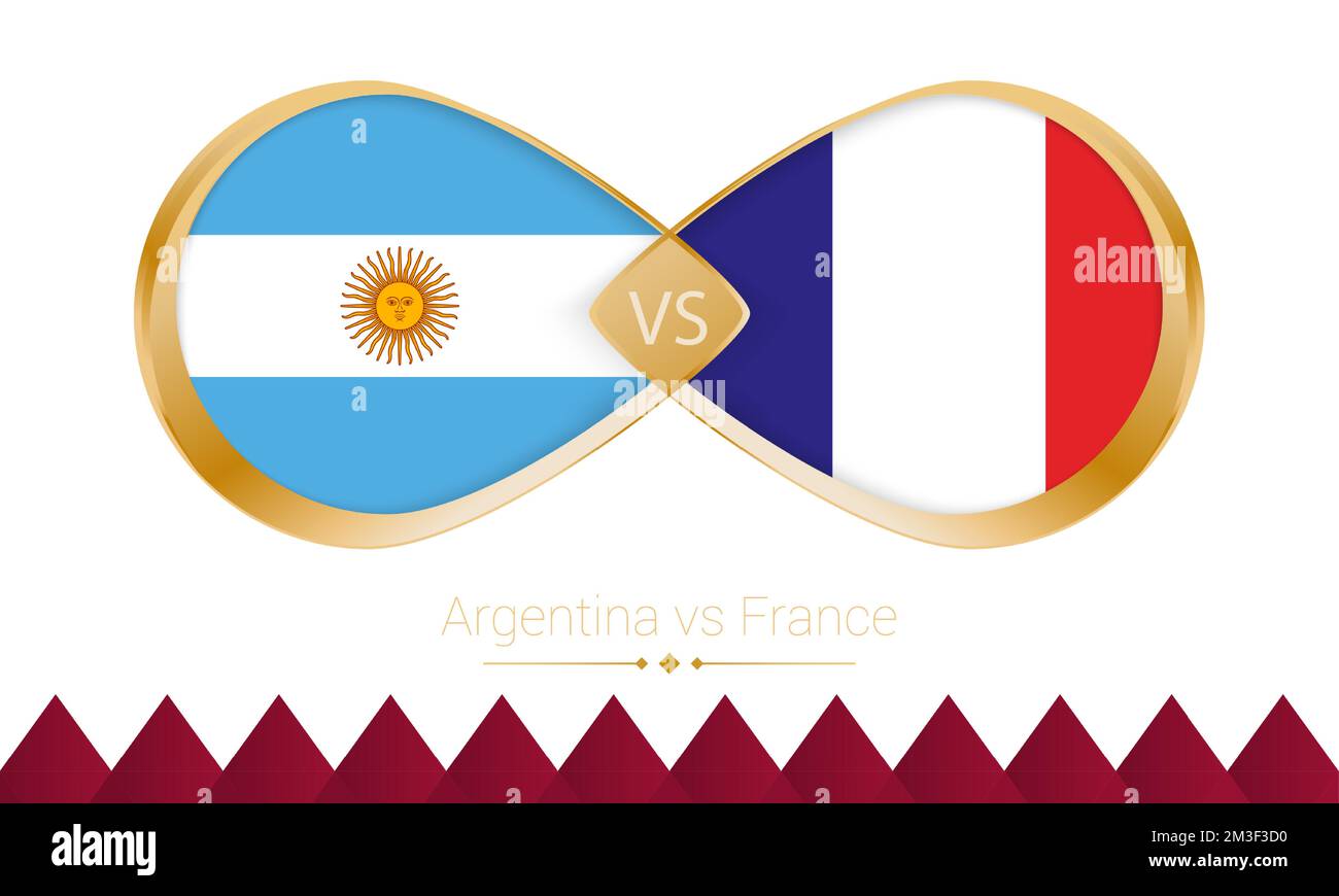 Argentina versus France golden icon for Football 2022 match, Final. Vector illustration Stock