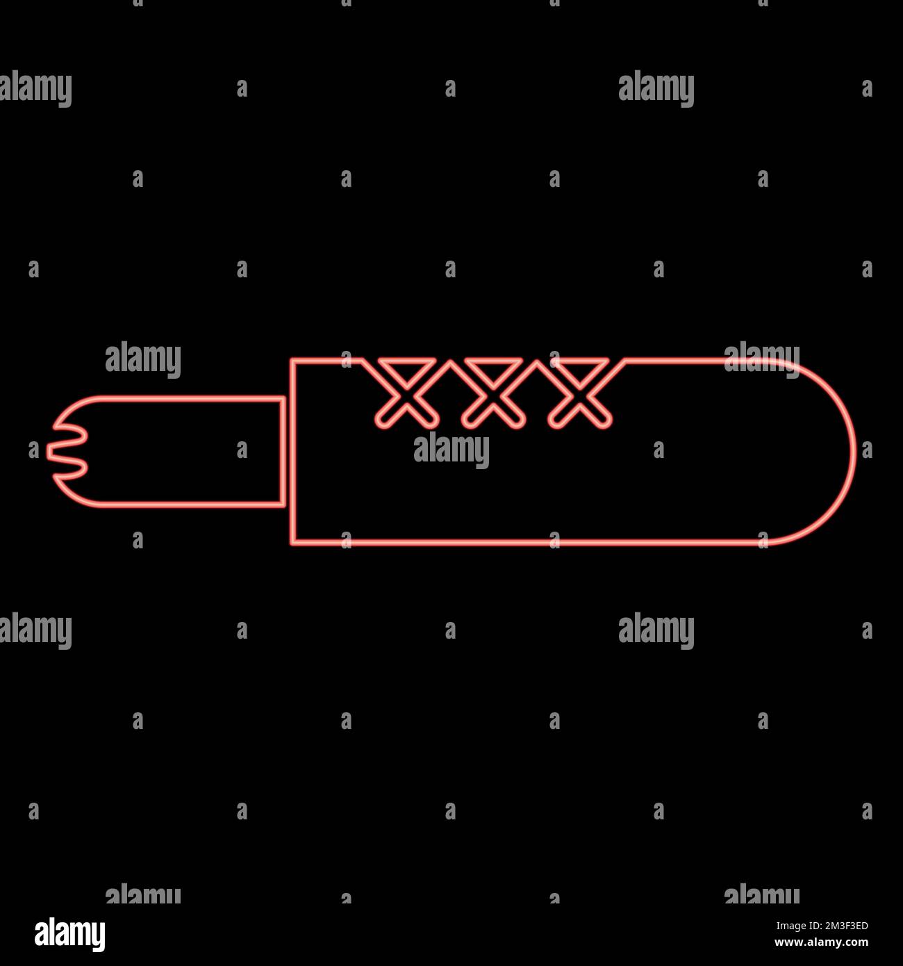 Neon french hot dog Fast food red color vector illustration image flat