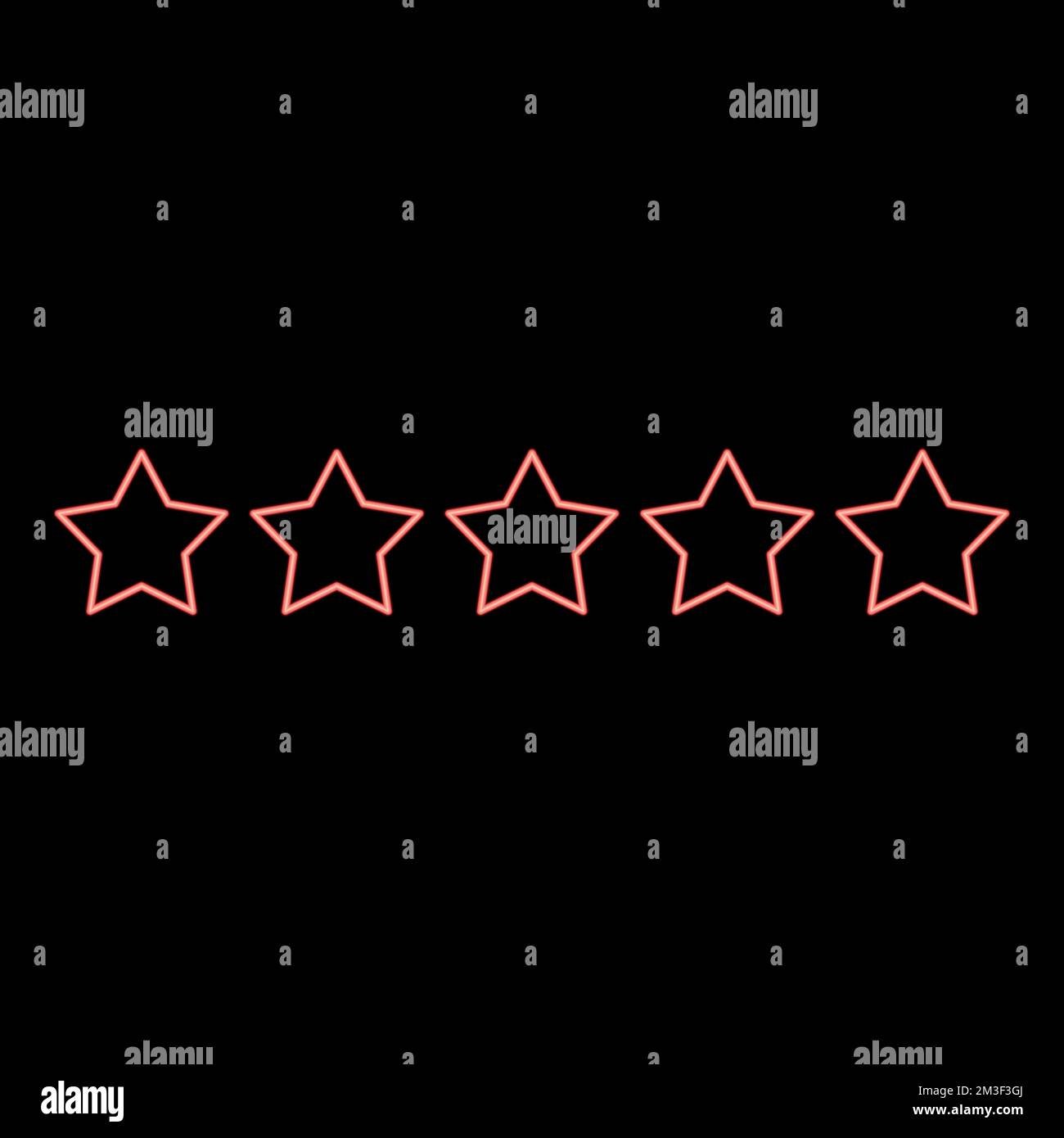 Neon five stars 5 stars red color vector illustration image flat style light Stock Vector