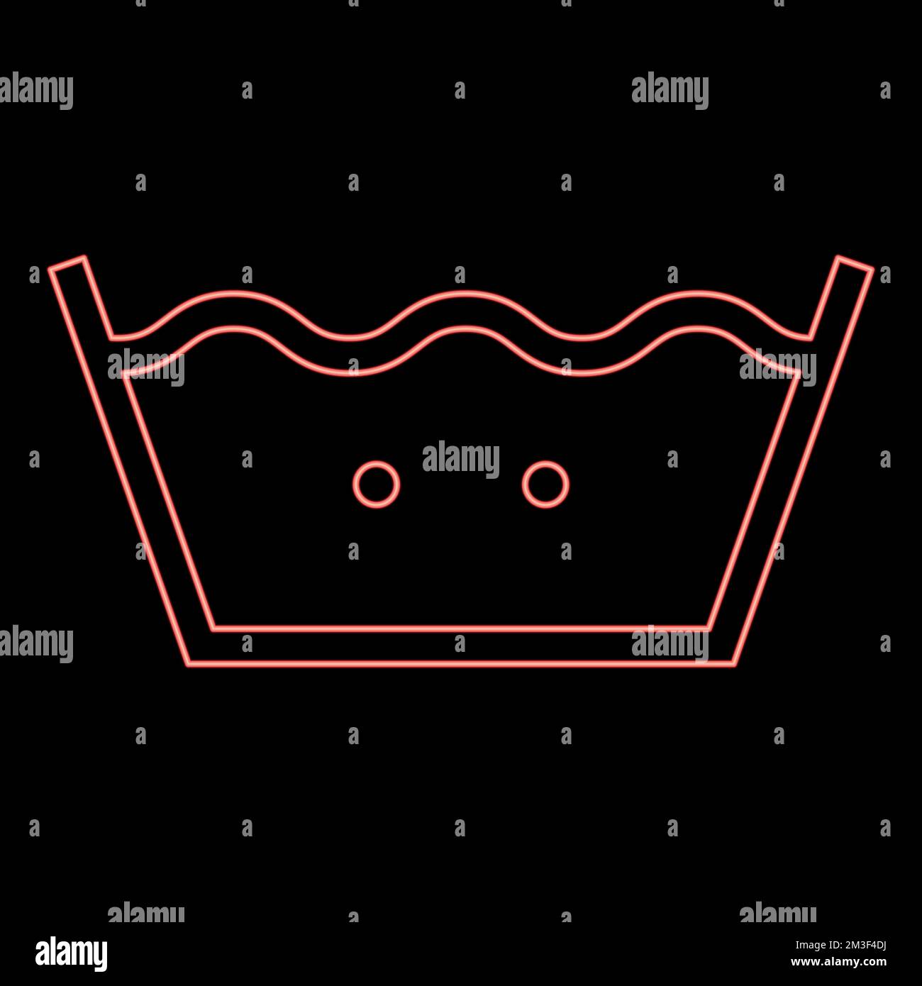 Neon wash in warm water Clothes care symbols Washing concept Laundry