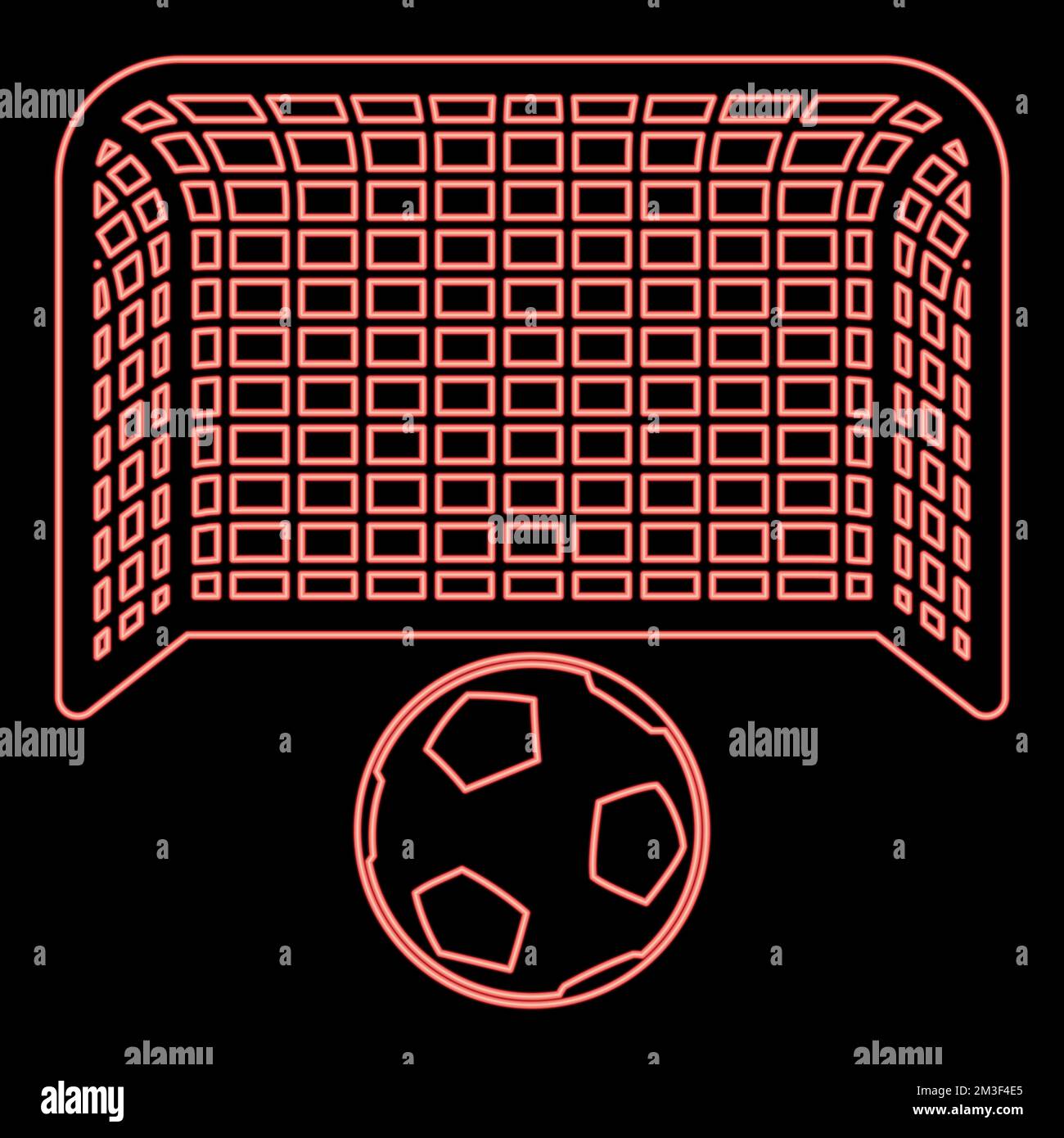 Neon soccer ball and gate Penalty concept Goal aspiration Big football