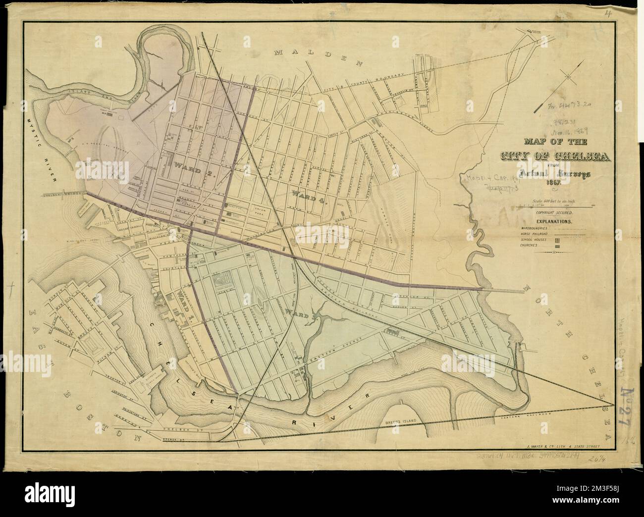 Map of the city of Chelsea from actual surveys 1867 , Chelsea Mass