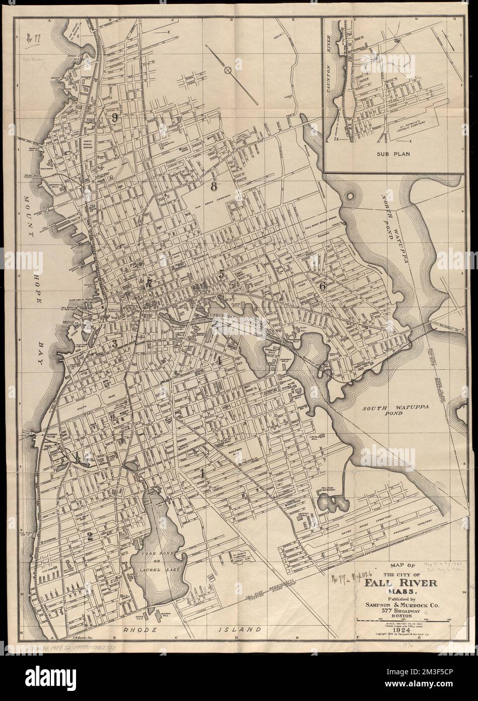 Map of the city of Fall River, Mass. , Fall River Mass., Maps Norman B