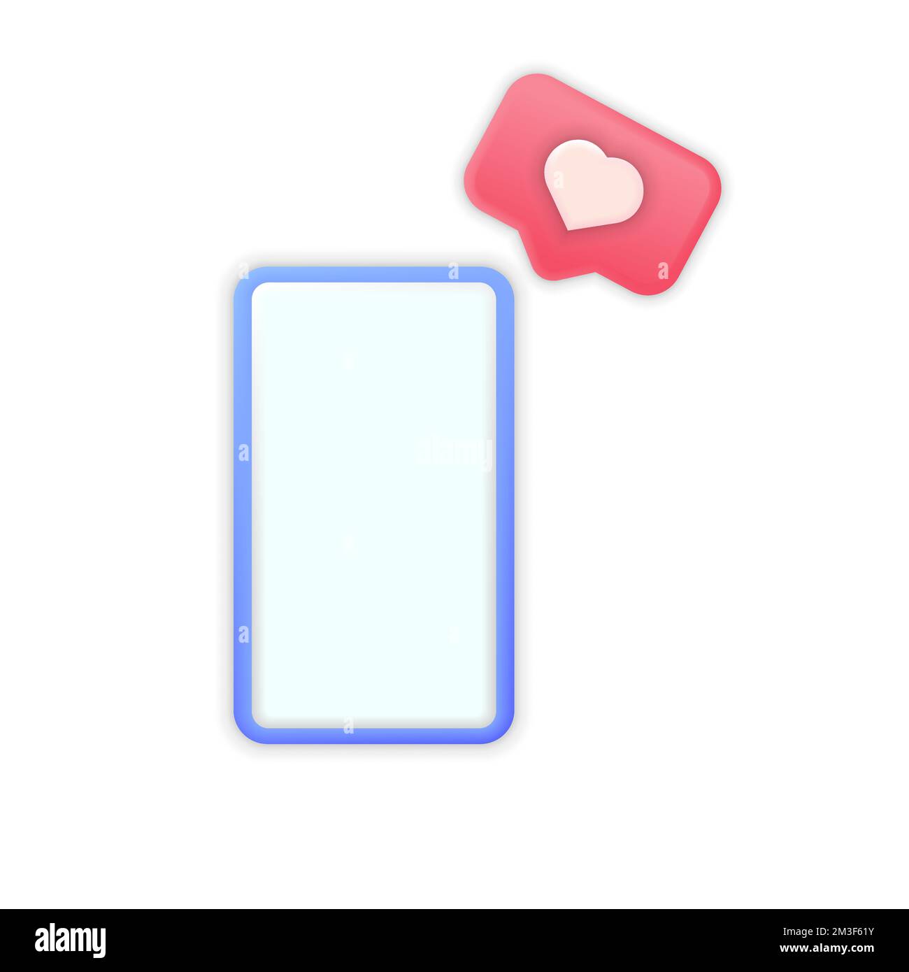 3D cartoon smartphone with like button. Cell phone with like and heart ...