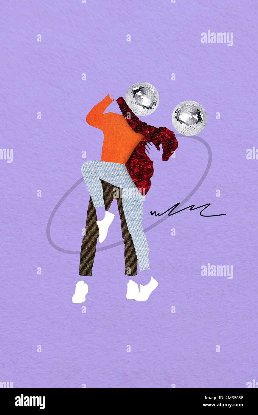 Photo artwork minimal picture of guy lady dancing having fun together