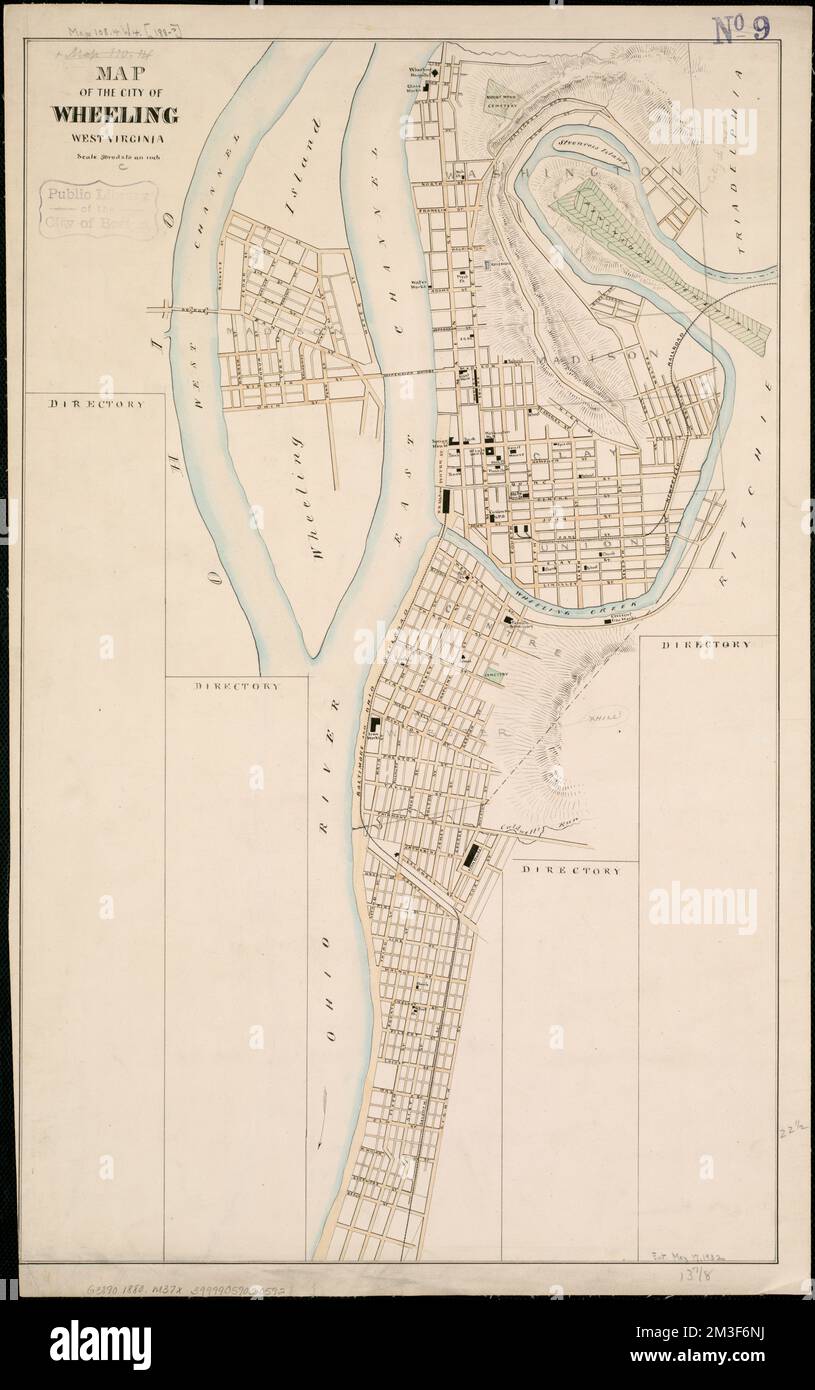 Map of the city of Wheeling, West Virginia , Wheeling W. Va., Maps Norman B. Leventhal Map Center Collection Stock Photo