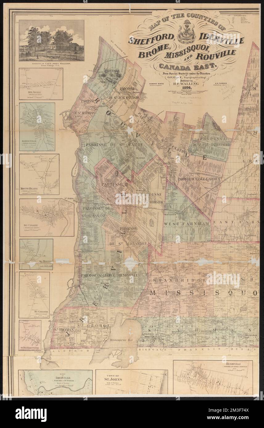 Map of the counties of Shefford, Iberville, Brome, Missisquoi, and