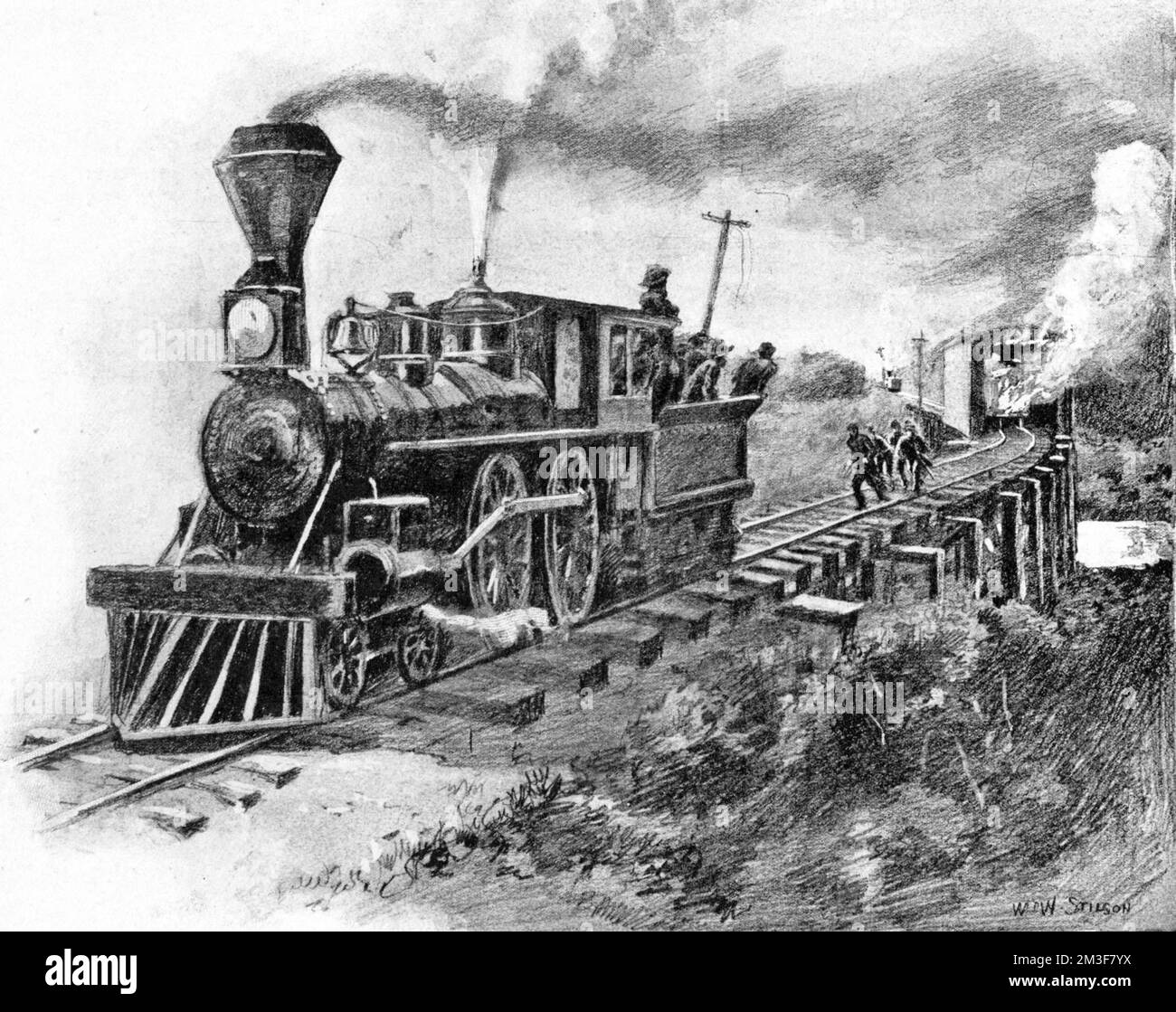 The Mitchel Raiders set a train car on fire Stock Photo Alamy