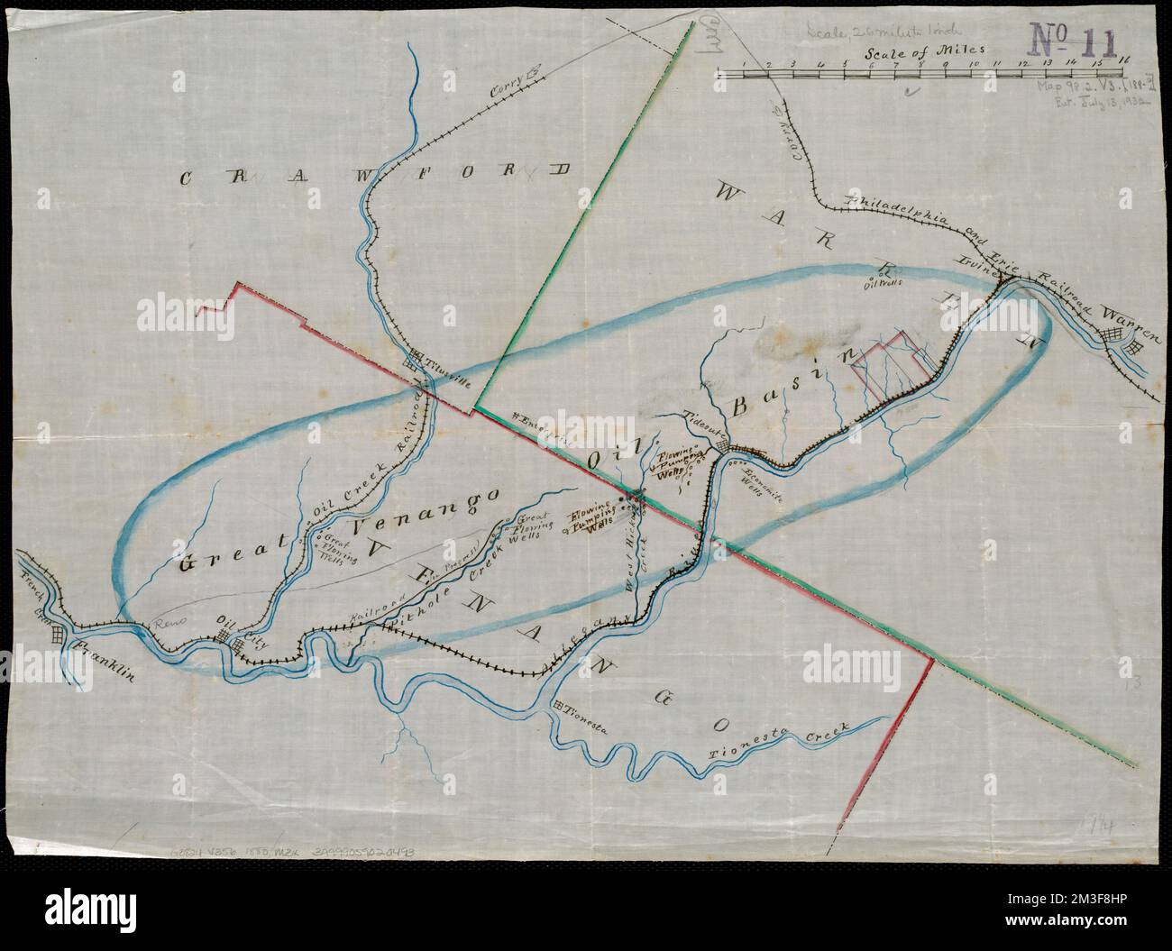 [Map of the great Venango oil basin] , Venango Pa., Maps, Manuscript