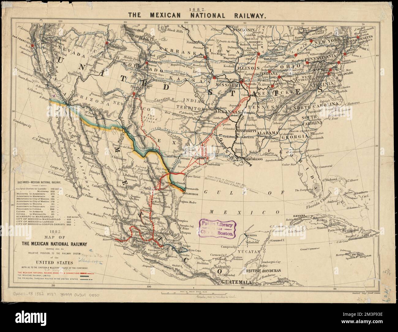Map of the Mexican National Railway - Map Of The Mexican National Railway Showing Also Its Relative Position To The Railway System Of The United States Both As To The Eastern Western Halves Of The Continent Mexican National Railway Company Of Mexico Maps Railroads Mexico Maps Railroads United States Maps Mexico Maps United States Maps Norman B Leventhal Map Center Collection 2M3F93E