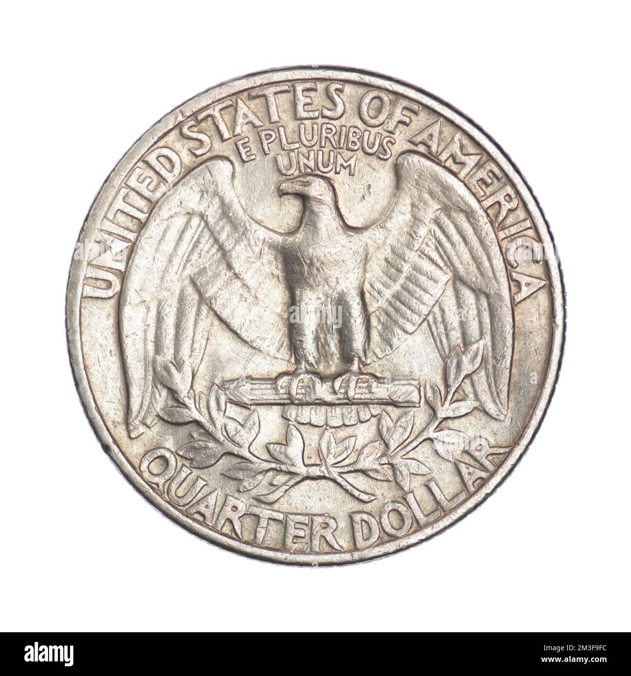 US ¼ dollar, 1965 Washington's Quarter on a white background Stock ...