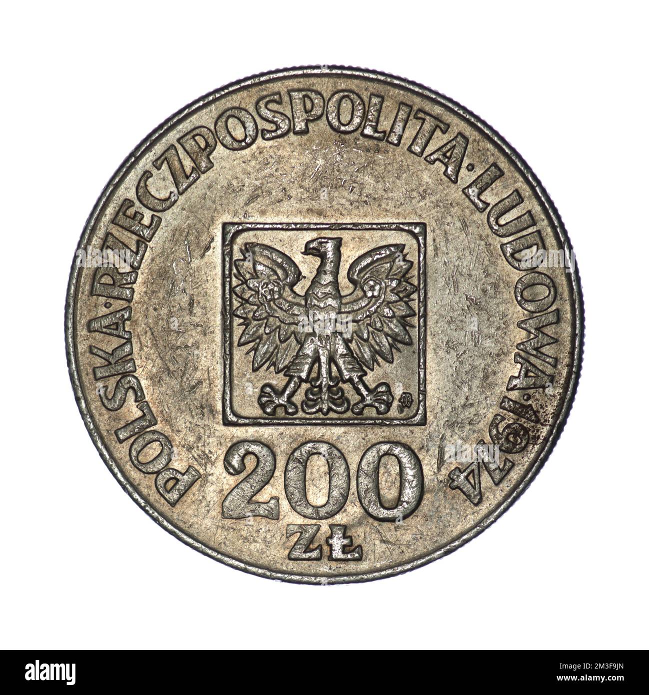 200 zlotys XXX Years of the People's Republic of Poland 1974 on a white background Stock