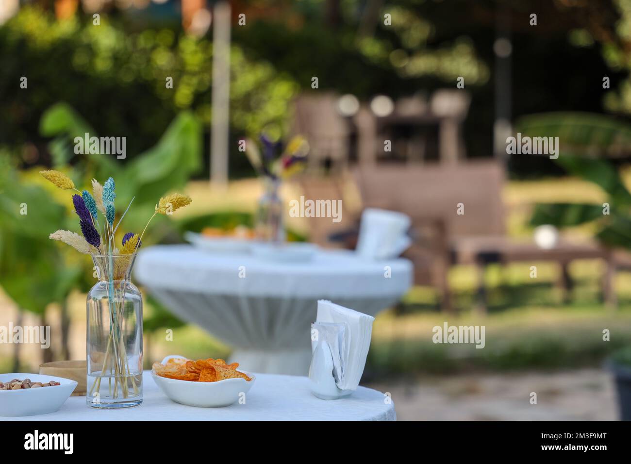 dry flowers on the table in wedding decoration Stock Photo