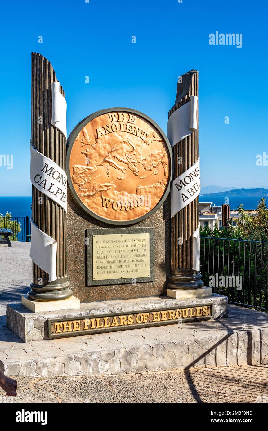 The Pillars of Hercules Monument in Gibraltar, a British Overseas Territory Stock Photo