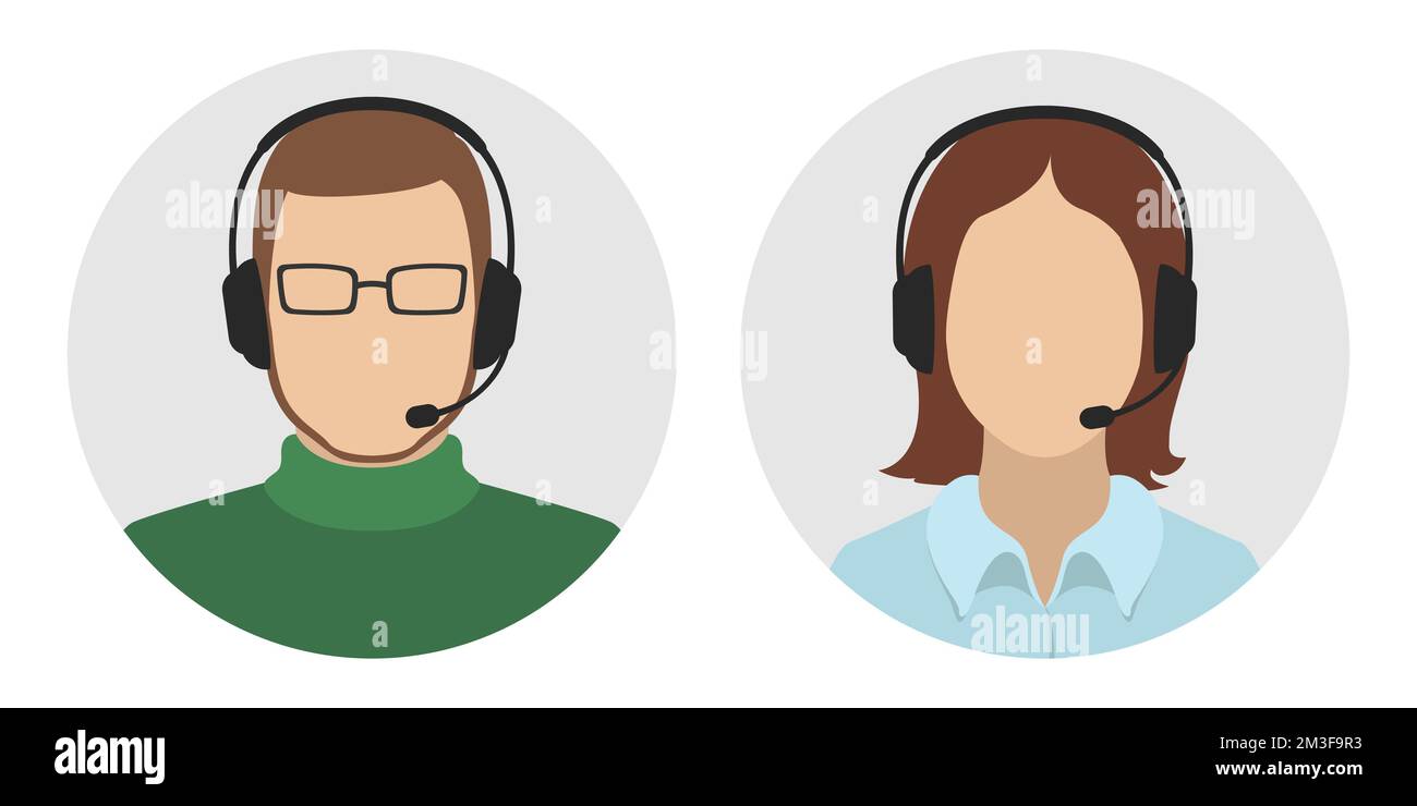 Technical support officers avatars. Vector icons. Stock Vector