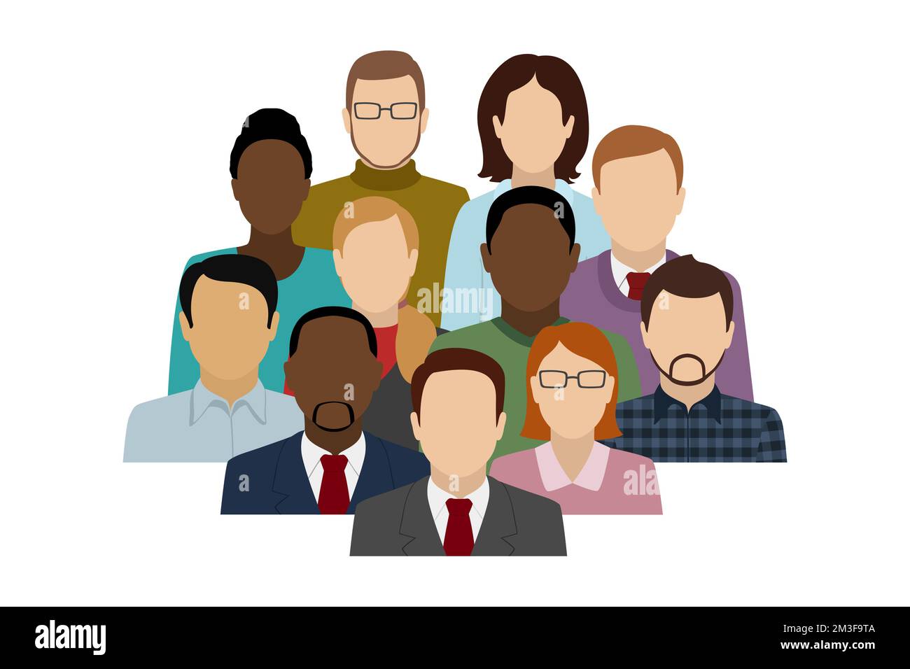 Group of different people. Office team. Vector illustration. Stock Vector
