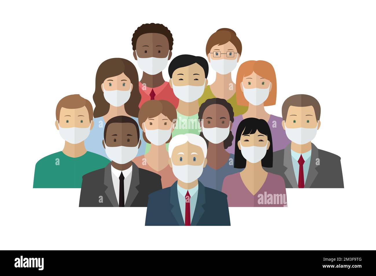 Group of people in medical masks. Vector illustration. Stock Vector