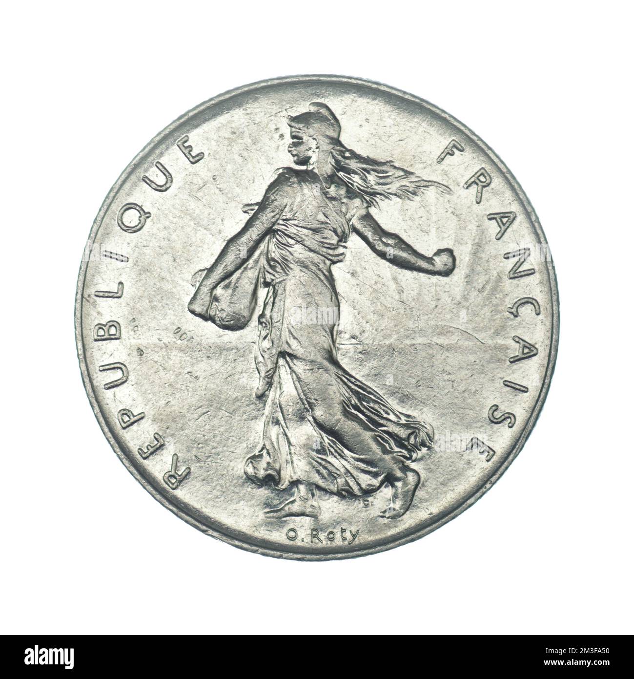 France 1 franc, 1974 on white background Stock Photo Alamy